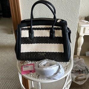 Kate Spade Knott Striped Straw Medium Satchel Like New